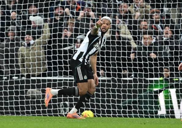 Joelinton of Newcastle United celebrates after scoring the team s second goal Newcastle United v Leeds United, Premier League, Football, St James Park, Newcastle, UK - 07 Jan 2026Newcastle St James Park United Kingdom EDITORIAL USE ONLY No use with unauthorised audio, video, data, fixture lists, club league logos or live services. Online in-match use limited to 120 images, no video emulation. No use in betting, games or single club league player publications. Copyright: xAnnaxGowthorpe Shutterstockx 16232937ai