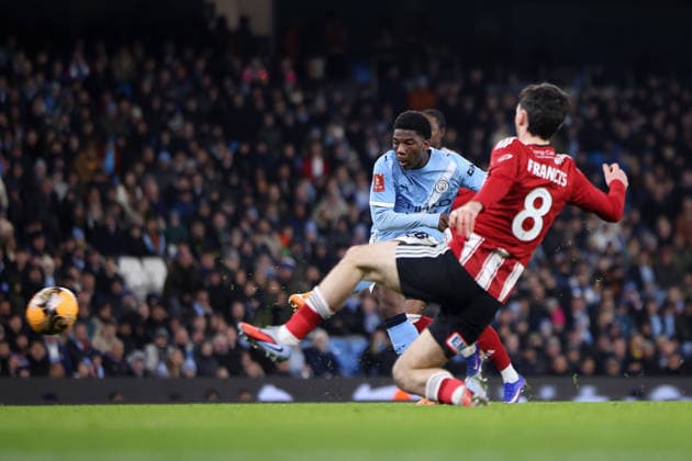 Ryan McAidoo of Manchester City scores a goal to make it 9-0 Manchester City v Exeter City, Emirates FA Cup, Third Round, Football, Etihad Stadium, Manchester, UK - 10 Jan 2026Manchester Etihad Stadium United Kingdom EDITORIAL USE ONLY No use with unauthorised audio, video, data, fixture lists, club league logos or live services. Online in-match use limited to 120 images, no video emulation. No use in betting, games or single club league player publications. Copyright: xWillxCooper Shutterstockx 16246255am