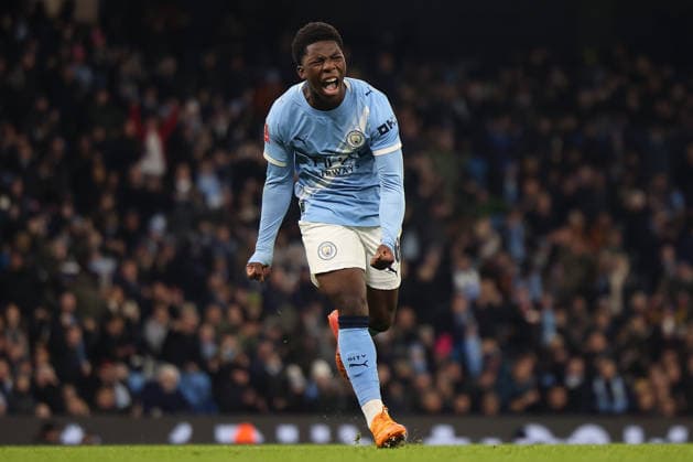 Ryan McAidoo of Manchester City celebrates scoring a goal to make it 9-0 Manchester City v Exeter City, Emirates FA Cup, Third Round, Football, Etihad Stadium, Manchester, UK - 10 Jan 2026Manchester Etihad Stadium United Kingdom EDITORIAL USE ONLY No use with unauthorised audio, video, data, fixture lists, club league logos or live services. Online in-match use limited to 120 images, no video emulation. No use in betting, games or single club league player publications. Copyright: xWillxCooper Shutterstockx 16246255cg