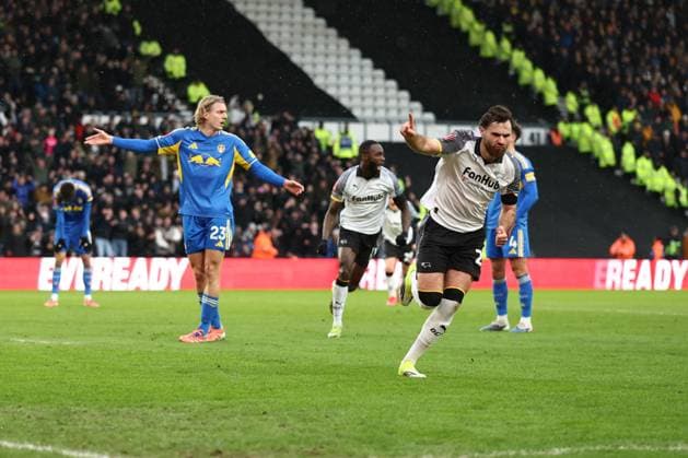 Ben Brereton Diaz of Derby County scores a goal and celebrates 1-0. Derby County v Leeds United, Emirates FA Cup, Third Round, Football, Pride Park, Derby, UK - 11 Jan 2026Derby Pride Park United Kingdom EDITORIAL USE ONLY No use with unauthorised audio, video, data, fixture lists, club league logos or live services. Online in-match use limited to 120 images, no video emulation. No use in betting, games or single club league player publications. Copyright: xRyanxBrowne Shutterstockx 16246331p