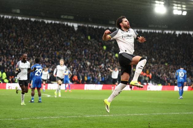 Ben Brereton Diaz of Derby County scores a goal and celebrates 1-0. Derby County v Leeds United, Emirates FA Cup, Third Round, Football, Pride Park, Derby, UK - 11 Jan 2026Derby Pride Park United Kingdom EDITORIAL USE ONLY No use with unauthorised audio, video, data, fixture lists, club league logos or live services. Online in-match use limited to 120 images, no video emulation. No use in betting, games or single club league player publications. Copyright: xRyanxBrowne Shutterstockx 16246331t