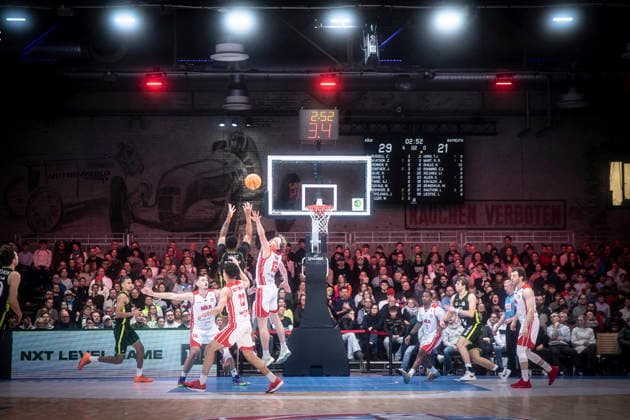Barmer 2. Basketball Bundesliga ProA: Rheinstars Koeln vs. BBC Bayreuth, 11.01.26 Köln, 11.01.26 - Rayshawn Mart (BBC Bayreuth,3), Adam John Paige (RheinStars Köln, 13, PF), Justin Onyejiaka (RheinStars Köln, 22, SF), Marko Cuvalor(RheinStars Köln, 14, C) während des Spiels der Barmer 2. Basketball Bundesliga ProA: Rheinstars Koeln vs. BBC Bayreuth in der Motor World in Köln. Copyright: xBEAUTIFULxSPORTS AxelxKohringx