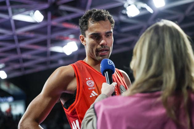 Oscar da Silva (FC Bayern Basketball, 01) beim Interview nach dem Spiel, GER, FC Bayern Basketball vs. Telekom Baskets Bonn, Basketball, easycredit Basketball Bundesliga, 15. Spieltag, Saison 2025 2026, 11.01.2026, GER, FC Bayern Basketball vs. Telekom Baskets Bonn, Basketball, easycredit Basketball Bundesliga, 15. Spieltag, Saison 2025 2026, 11.01.2026 Muenchen Copyright: xEibner-Pressefoto JennixMaulx EP_JML