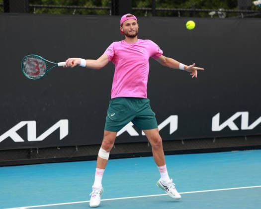 Leandro Riedi (SUI), Australian Open 2026 Qualifikation, Melbourne Park, Melbourne, Victoria, Australia.Leandro Riedi (SUI), Australian Open 2026 Qualifikation, Melbourne Park, Melbourne, Victoria, Australia. Copyright: xJuergenxHasenkopfx