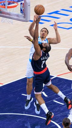 January 12, 2026, Inglewood, California, USA: James Harden 1 of the Los Angeles Clippers gets past Grant Williams 2 of the Charlotte Hornets in a 2025 NBA, Basketball Herren, USA regular season game on Monday January 12, 2026 at Intuit Dome Arena in Inglewood, California. Harden reached 28,598 career points, surpassing Shaquille Oâ€⠢Neal to move into ninth place on the NBAâ€⠢s all-time scoring list. JAVIER ROJAS PI Inglewood USA - ZUMAp124 20260112_zaa_p124_075 Copyright: xJavierxRojasx