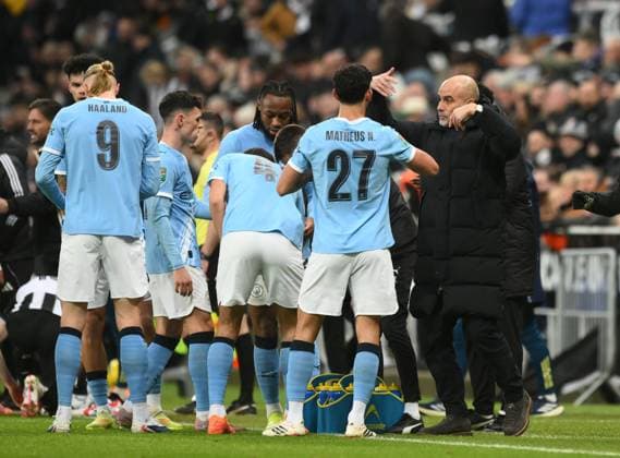 Pep Guardiola manager of Manchester City gives instructions to the players Newcastle United v Manchester City, EFL Carabao Cup, Semi Final, First Leg, Football, St James Park, Newcastle, UK - 13 Jan 2026Newcastle St James Park United Kingdom EDITORIAL USE ONLY No use with unauthorised audio, video, data, fixture lists, club league logos or live services. Online in-match use limited to 120 images, no video emulation. No use in betting, games or single club league player publications. Copyright: xRichardxLee Shutterstockx 16302979ba