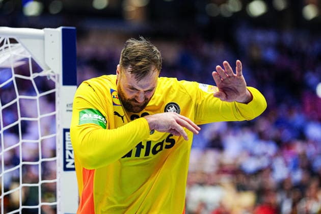 Verletzung Andreas Wolff (Deutschland, 33) mit Harz im Auge DEN, Deutschland vs. Oesterreich, Handball, EHF Europameisterschaft 2026, Gruppe A, Spieltag 1, 15.01.2026 DEN, Deutschland vs. Oesterreich, Handball, EHF Europameisterschaft 2026, Gruppe A, Spieltag 1, 15.01.2026 Herning Copyright: xEibner-Pressefoto MarcelxvonxFehrnx EP_MFN