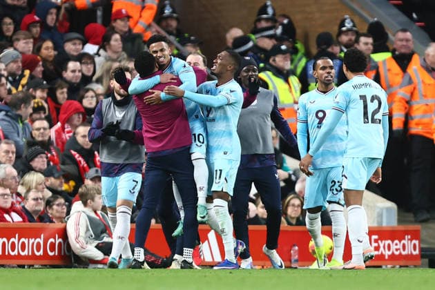 Marcus Edwards of Burnley celebrates scoring their sides first goal Liverpool v Burnley, Premier League, Football, Anfield, Liverpool, UK - 17 Jan 2026Liverpool Anfield United Kingdom EDITORIAL USE ONLY No use with unauthorised audio, video, data, fixture lists, club league logos or live services. Online in-match use limited to 120 images, no video emulation. No use in betting, games or single club league player publications. Copyright: xPhilxOldham Shutterstockx 16348122aj