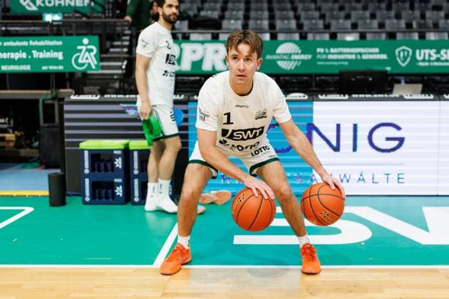Steven Ashworth(Gladiators Trier) beim warm Up, Vet Concept Gladiators Trier vs Skyliners Frankfurt, Basketball, easyCredit BBL, 16. Spieltag, Saison 2025 2026, 17.01.2026 Vet Concept Gladiators Trier vs Skyliners Frankfurt, Basketball, easyCredit BBL, 16. Spieltag, Saison 2025 2026, 17.01.2026 Copyright: xEibner-Pressefoto AlexanderxNeisx EP_ANS