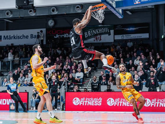 Michael Hughes II (SBB Baskets, 91) im Dunk Phoenix Hagen vs. SBB Baskets Wolmirstedt, Basketball, BARMER 2. Basketball Bundesliga, 18. Spieltag, Saison 2025 2026, 17.01.2026 Phoenix Hagen vs. SBB Baskets Wolmirstedt, Basketball, BARMER 2. Basketball Bundesliga, 18. Spieltag, Saison 2025 2026, 17.01.2026 Hagen Copyright: xEibner-Pressefoto DamianxKruczynx EP_DKI