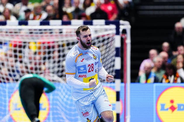 Torjubel Aleix Gomez (Spanien, 28) DEN, Deutschland vs. Spanien, Handball, EHF Europameisterschaft 2026, Gruppe A, Spieltag 3, 19.01.2026 DEN, Deutschland vs. Spanien, Handball, EHF Europameisterschaft 2026, Gruppe A, Spieltag 3, 19.01.2026 Herning Copyright: xEibner-Pressefoto MarcelxvonxFehrnx EP_MFN