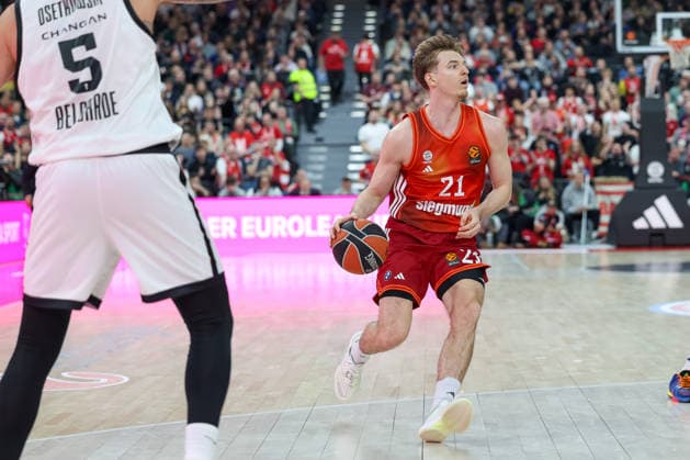 Justuz Hollatz (FC Bayern Basketball, 21), GER, FC Bayern Basketball vs. Partizan Mozzart Bet Belgrad, Basketball, Euroleague, 23. Spieltag, Saison 2025 2026, 20.01.2026, GER, FC Bayern Basketball vs. Partizan Mozzart Bet Belgrad, Basketball, Euroleague, 23. Spieltag, Saison 2025 2026, 20.01.2026 Muenchen Copyright: xEibner-Pressefoto JennixMaulx EP_JML