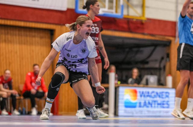 GER, Bensheim, HSG Bensheim Auerbach Flames vs Vfl Oldenburg, Alsco Handball Bundesliga Frauen, Handball, DHB, Spielzeit 2025 2026, Weststadthalle Bensheim, 14. Spieltag im Bild: Joanna Granicka (VfL Oldenburg Handball 21), Tor und Jubel gegen HSG Bensheim Auerbach Flames DFB DFL REGULATIONS PROHIBIT ANY USE OF PHOTOGRAPHS AS IMAGE SEQUENCES AND OR QUASI-VIDEO, 21.01.2026 Copyright: HMBxMedia HendrikxHamelau