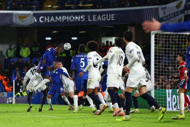Moises Caicedo of Chelsea scoring a goal (1-0) Chelsea v Pafos, UEFA Champions League, Group Stage, Football, Stamford Bridge, London, UK - 21 Jan 2026London Stamford Bridge United Kingdom EDITORIAL USE ONLY No use with unauthorised audio, video, data, fixture lists, club league logos or live services. Online in-match use limited to 120 images, no video emulation. No use in betting, games or single club league player publications. Copyright: xSimonxDael Shutterstockx 16348356ag