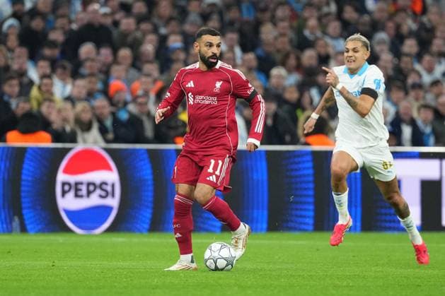 Mohamed Salah of Liverpool Marseille v Liverpool, UEFA Champions League, Group Stage, Football, Orange Velodrome, Marseille, France - 21 Jan 2026Marseille Orange Vélodrome France EDITORIAL USE ONLY No use with unauthorised audio, video, data, fixture lists, club league logos or live services. Online in-match use limited to 120 images, no video emulation. No use in betting, games or single club league player publications. Copyright: xDavexWinter Shutterstockx 16348361ik