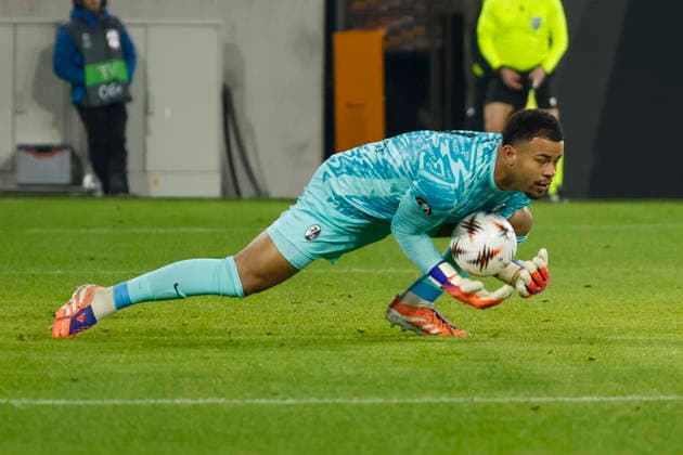 Noah Atubolu (SC Freiburg, 01) , Deutschland, Fussball, UEFA Europa League, 7. Spieltag, 2025 2026, SC Freiburg vs. Maccabi Tel Aviv, Europa-Park Stadion, Freiburg im Breisgau, 22.01.2026 Freiburg im Breisgau Europa-Park Stadion Deutschland Copyright: xGrantxHubbsx