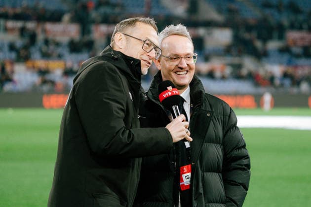 Alexander Wehrle (VfB Stuttgart, Vorstandsvorsitzender) mit Holger Laser (VfB Stuttgart, Stadionsprecher), ITA, AS Rom vs. VfB Stuttgart, Fussball, Europa League, Spieltag 7, Spielzeit 2025 2026, 22.01.2026, ITA, AS Rom vs. VfB Stuttgart, Fussball, Europa League, Spieltag 7, Spielzeit 2025 2026, 22.01.2026, Rom Copyright: xEibner-Pressefoto EdwardxCheungx EP_ECG