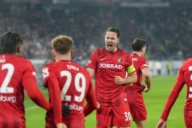 Christian Günter Christian Guenter (SC Freiburg, 30) Torjubel, Emotionen, Torschuss, Abschluss, Torerfolg, Tor, Treffer , Deutschland, Fussball, UEFA Europa League, 7.Spieltag, Ligaphase, 2025 2026, SC Freiburg vs. Maccabi Tel Aviv, 22.01.2026, Europa-Park Stadion, Freiburg, Deutschland Freiburg Europa-Park Stadion Baden-Württemberg Deutschland Copyright: xArnexAmbergx