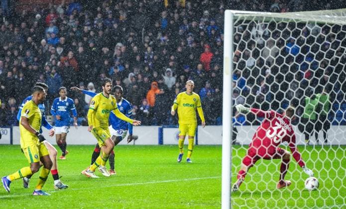 Mohamed Diomande of Rangers scores to give Rangers a 1-0 lead. Rangers v Ludogorets, UEFA Europa League, Group Stage, Football, Ibrox Stadium, Glasgow, Scotland, UK - 22 Jan 2026Glasgow Ibrox Stadium Scotland United Kingdom EDITORIAL USE ONLY No use with unauthorised audio, video, data, fixture lists, club league logos or live services. Online in-match use limited to 120 images, no video emulation. No use in betting, games or single club league player publications. Copyright: xStuartxWallace Shutterstockx 16348417g