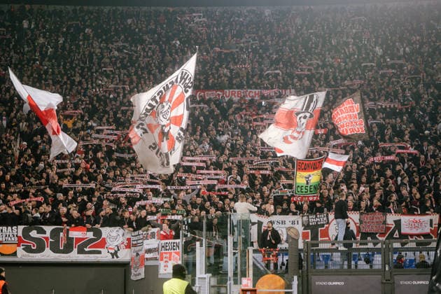 Fans des VfB Stuttgart, ITA, AS Rom vs. VfB Stuttgart, Fussball, Europa League, Spieltag 7, Spielzeit 2025 2026, 22.01.2026, ITA, AS Rom vs. VfB Stuttgart, Fussball, Europa League, Spieltag 7, Spielzeit 2025 2026, 22.01.2026, Rom Copyright: xEibner-Pressefoto EdwardxCheungx EP_ECG