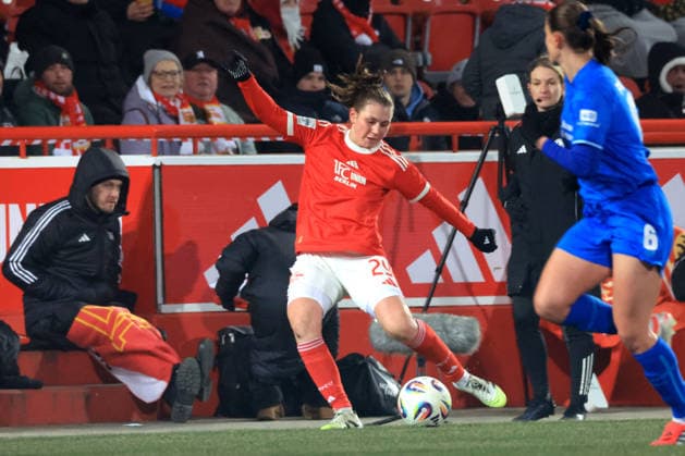 DEU, 2.BL, Frauen, 1.FC Union vs. Bayer Leverkusen, 23.01.2026, Stadion Alte Foersterei, Berlin, DEU, 2.BL, Frauen, 1.FC Union vs. Bayer Leverkusen, im Bild: Antonia Halverkamps (1.FC Union Berlin 29) DFL - regulations prohibit any use of Photographs as image sequences and or quasi-video