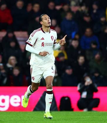 Virgil van Dijk of Liverpool celebrates scoring a goal after making the score 2-1. AFC Bournemouth v Liverpool, Premier League, Football, Vitality Stadium, Bournemouth, UK - 24 Jan 2026Bournemouth Vitality Stadium United Kingdom EDITORIAL USE ONLY No use with unauthorised audio, video, data, fixture lists, club league logos or live services. Online in-match use limited to 120 images, no video emulation. No use in betting, games or single club league player publications. Copyright: xJamesxMarsh Shutterstockx 16426007bo