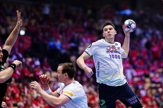 Wurf Tor Patrick Anderson (Norwegen, 35) DEN, Deutschland vs. Norwegen, Handball, EHF Europameisterschaft 2026, Hauptrunde, Spieltag 2, 24.01.2026 DEN, Deutschland vs. Norwegen, Handball, EHF Europameisterschaft 2026, Hauptrunde, Spieltag 2, 24.01.2026 Herning Copyright: xEibner-Pressefoto MarcelxvonxFehrnx EP_MFN