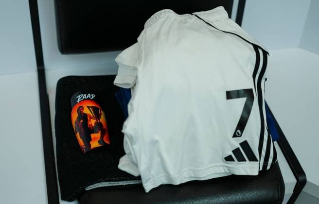 The shin pads of Raul Jimenez of Fulham in the changing room Fulham v Brighton and Hove Albion, Premier League, Football, Craven Cottage, London, UK - 24 Jan 2026London Craven Cottage United Kingdom EDITORIAL USE ONLY No use with unauthorised audio, video, data, fixture lists, club league logos or live services. Online in-match use limited to 120 images, no video emulation. No use in betting, games or single club league player publications. Copyright: xJavierxGarcia Shutterstockx 16425974fv