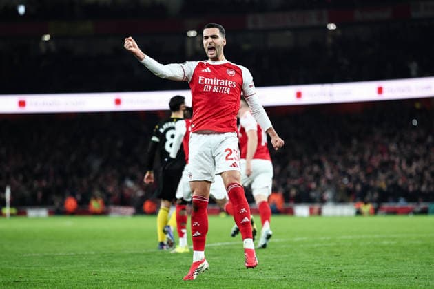 London, England, 25th January 2026. Mikel Merino of Arsenal celebrates his goal to make it 2-2 during the Arsenal vs Manchester United, ManU Premier League match at the Emirates Stadium, London. Picture credit should read: David Klein Sportimage EDITORIAL USE ONLY. No use with unauthorised audio, video, data, fixture lists, club league logos or live services. Online in-match use limited to 120 images, no video emulation. No use in betting, games or single club league player publications. SPI_073_DK_ARSENAL_vs_MAN_UNITED-2 SPI-4480-0073