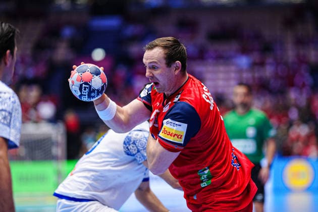 Sander Sagosen (Norwegen, 05) DEN, Portugal vs. Norwegen, Handball, EHF Europameisterschaft 2026, Hauptrunde, Spieltag 3, 26.01.2026 DEN, Portugal vs. Norwegen, Handball, EHF Europameisterschaft 2026, Hauptrunde, Spieltag 3, 26.01.2026 Herning Copyright: xEibner-Pressefoto MarcelxvonxFehrnx EP_MFN