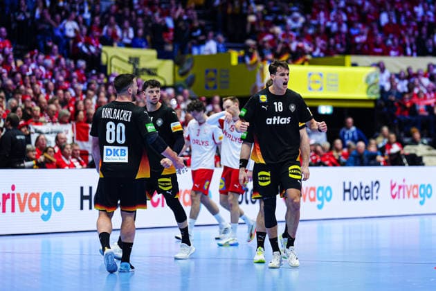 Torjubel Deutschland DEN, Deutschland vs. Daenemark, Handball, EHF Europameisterschaft 2026, Hauptrunde, Spieltag 3, 26.01.2026 DEN, Deutschland vs. Daenemark, Handball, EHF Europameisterschaft 2026, Hauptrunde, Spieltag 3, 26.01.2026 Herning Copyright: xEibner-Pressefoto MarcelxvonxFehrnx EP_MFN