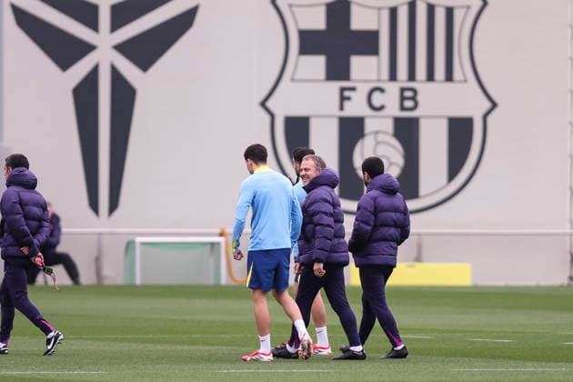January 27, 2026, Sant Joan Despi, Barcelona, SPAIN: Hansi Flick, head coach and Pau Cubarsi during the training day of FC Barcelona, Barca ahead UEFA Champions League 2025 26, football match against FC Copenhague at Ciutat Esportiva Joan Gamper on January 27, 2026 in Sant Joan Despi, Barcelona, Spain. Sant Joan Despi SPAIN - ZUMAa181 20260127_zaa_a181_049 Copyright: xJavierxBorregox