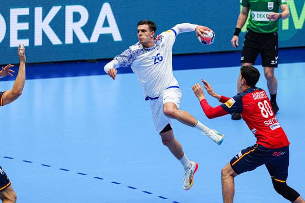 Wurf Tor Francisco Costa (Portugal, 26) DEN, Spanien vs. Portugal, Handball, EHF Europameisterschaft 2026, Hauptrunde, Spieltag 4, 28.01.2026 DEN, Spanien vs. Portugal, Handball, EHF Europameisterschaft 2026, Hauptrunde, Spieltag 4, 28.01.2026 Herning Copyright: xEibner-Pressefoto MarcelxvonxFehrnx EP_MFN
