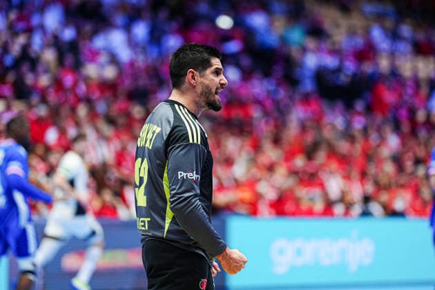 Jubel nach Parade Remi Desbonnet (Frankreich, 92) DEN, Deutschland vs. Frankreich, Handball, EHF Europameisterschaft 2026, Hauptrunde, Spieltag 4, 28.01.2026 DEN, Deutschland vs. Frankreich, Handball, EHF Europameisterschaft 2026, Hauptrunde, Spieltag 4, 28.01.2026 Herning Copyright: xEibner-Pressefoto MarcelxvonxFehrnx EP_MFN