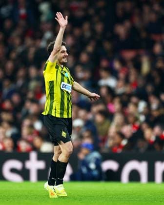 Jorginho of Kairat Almaty celebrates scoring a goal after making the score 1-1. Arsenal v Kairat Almaty, UEFA Champions League, Group Stage, Football, Emirates Stadium, London, UK - 28 Jan 2026London Emirates Stadium United Kingdom EDITORIAL USE ONLY No use with unauthorised audio, video, data, fixture lists, club league logos or live services. Online in-match use limited to 120 images, no video emulation. No use in betting, games or single club league player publications. Copyright: xJamesxMarsh Shutterstockx 16429471ag