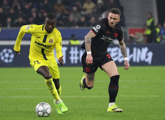 v.l. Nicolas Pepe (Villarreal CF 19), Aleix Garcia (Bayer Leverkusen, 24) GER, Bayer 04 Leverkusen vs. Villarreal CF, Fussball, Champions League, 8. Spieltag, Spielzeit 2025 2026, 28.01.2026 GER, Bayer 04 Leverkusen vs. Villarreal CF, Fussball, Champions League, 8. Spieltag, Spielzeit 2025 2026, 28.01.2026 Leverkusen Copyright: xEibner-Pressefotox xThomasxStoeckerx EP_TSR
