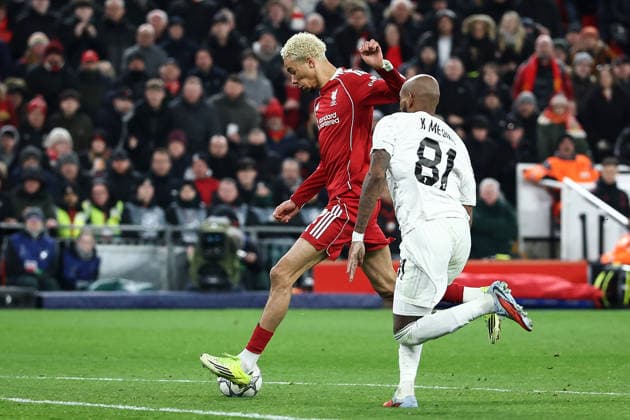 . - Liverpool v Qarabag FK, UEFA Champions League, League Phase, Anfield Stadium, Liverpool, England. - 28th January 2026. (C) Ian Stephen Crystal Pix GOAL 4-0, Hugo Ekitike of Liverpool scores a goal to put Liverpool 4-0 ahead against Qarabag FK. - Liverpool v Qarabag FK, UEFA Champions League, League Phase, Anfield Stadium, Liverpool, England. - 28th January 2026. (C) Ian Stephen Crystal Pix Copyright: xIanxStephenx CP_Liverpool_Qarabag_Ian_Stephen_280126_CP36