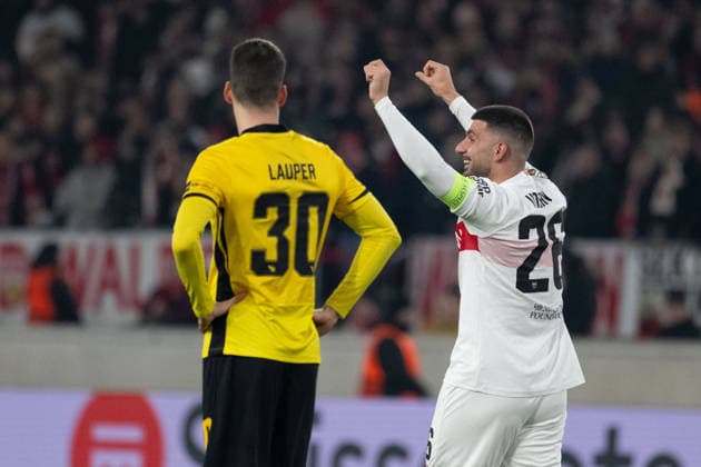 Tor zum 1:0 durch Deniz Undav (VfB Stuttgart 26), Jubel, Torjubel. li. Sandro Lauper (BSC Young Boys Bern, 30) GER, VfB Stuttgart vs. BSC Young Boys Bern, Fussball, UEFA Europa League, Herren, 8. Spieltag, Spielzeit 2025 2026, 29.01.2026, GER, VfB Stuttgart vs. BSC Young Boys Bern, Fussball, UEFA Europa League, Herren, 8. Spieltag, Spielzeit 2025 2026, 29.01.2026 Stuttgart Copyright: xEibner-Pressefoto WolfgangxFrankx EP_WFK