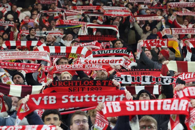 29.01.2026, xrekx, Fussball UEFA Europa League, VfB Stuttgart - Young Boys Bern v.l. VfB Stuttgart Fans ,Stimmung, Schals, Trikot, Fahne, Banner, Ultras, Zuschauer, Besucher, Choreo, Choreografie, atmosphere, spectators, Visitors (DFL DFB REGULATIONS PROHIBIT ANY USE OF PHOTOGRAPHS as IMAGE SEQUENCES and or QUASI-VIDEO) Stuttgart