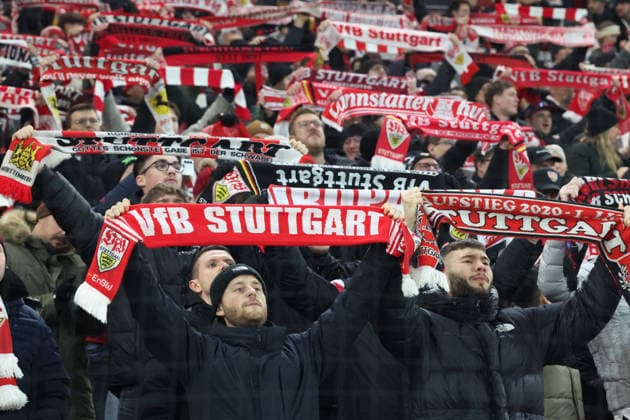 29.01.2026, xrekx, Fussball UEFA Europa League, VfB Stuttgart - Young Boys Bern v.l. VfB Stuttgart Fans ,Stimmung, Schals, Trikot, Fahne, Banner, Ultras, Zuschauer, Besucher, Choreo, Choreografie, atmosphere, spectators, Visitors (DFL DFB REGULATIONS PROHIBIT ANY USE OF PHOTOGRAPHS as IMAGE SEQUENCES and or QUASI-VIDEO) Stuttgart