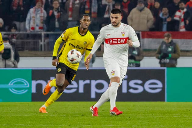 Edimilson Fernandes (BSC Young Boys, 06) und Deniz Undav (VfB Stuttgart, 26) , Deutschland, Fussball, UEFA Europa League, 8. Spieltag, 2025 2026, VfB Stuttgart vs. Young Boys Bern, 29.01.2026, Stuttgart MHP Arena Deutschland Copyright: xGrantxHubbsx