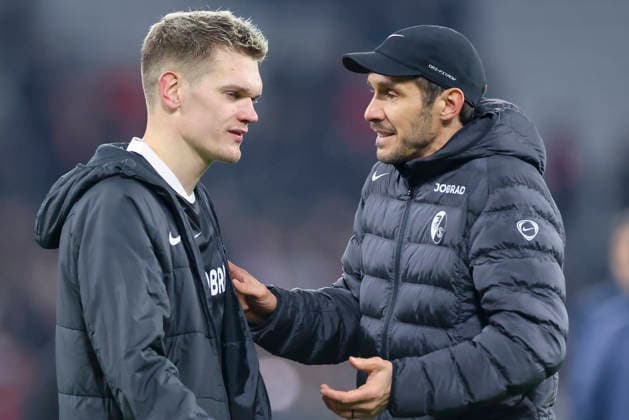 Matthias Ginter (SC Freiburg) und Trainer Julian Schuster (SC Freiburg) schauen enttaeuscht, UEFA Europa League 2025 26 League Phase MD8, LOSC Lille v SC Freiburg, Stade Pierre Mauroy am 29. January 2026 in Lille, Frankreich. (Foto von Marco Steinbrenner DeFodi Images) Matthias Ginter (SC Freiburg) und Trainer Julian Schuster (SC Freiburg) look dejected, UEFA Europa League 2025 26 League Phase MD8, LOSC Lille v SC Freiburg, Stade Pierre Mauroy, January 29, 2026 in Lille, France. (Photo by Marco Steinbrenner DeFodi Images) -