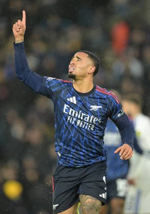 Gabriel Jesus of Arsenal scores the fourth goal 0-4 and celebrates Leeds United v Arsenal, Premier League, Football, Elland Road, Leeds, UK - 31 Jan 2026Leeds Elland Road United Kingdom EDITORIAL USE ONLY No use with unauthorised audio, video, data, fixture lists, club league logos or live services. Online in-match use limited to 120 images, no video emulation. No use in betting, games or single club league player publications. Copyright: xGreigxCowie Shutterstockx 16496741ba