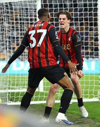Alex Scott of AFC Bournemouth celebrates scoring their sides second goal Wolverhampton Wanderers v AFC Bournemouth, Premier League, Football, Molineux, Wolverhampton, UK - 31 Jan 2026Wolverhampton Molineux United Kingdom EDITORIAL USE ONLY No use with unauthorised audio, video, data, fixture lists, club league logos or live services. Online in-match use limited to 120 images, no video emulation. No use in betting, games or single club league player publications. Copyright: xMichaelxZemanek Shutterstockx 16496747aw