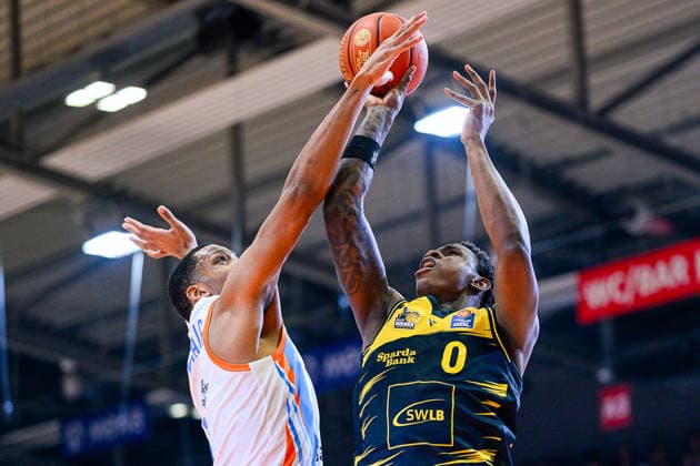 Will, McNair (Center, Science City Jena, 3), Babacar, Sane (Forward, MHP Riesen Ludwigsburg, 0) GER, Science City Jena gegen MHP Riesen Ludwigsburg, easyCredit Basketball Bundesliga, Basketball, 18.Spieltag, Saison 2025 2026, 31.01.2026 GER, Science City Jena gegen MHP Riesen Ludwigsburg, easyCredit Basketball Bundesliga, 18.Spieltag, Saison 2025 2026, 31.01.2026 Jena Copyright: xEibner-Pressefoto MartinxHerbstx EP_MHT
