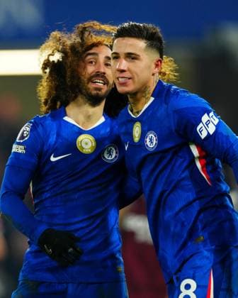 Marc Cucurella and Enzo Fernandez of Chelsea celebrate at full time Chelsea v West Ham United, Premier League, Football, Stamford Bridge, London, UK - 31 Jan 2026London Stamford Bridge United Kingdom EDITORIAL USE ONLY No use with unauthorised audio, video, data, fixture lists, club league logos or live services. Online in-match use limited to 120 images, no video emulation. No use in betting, games or single club league player publications. Copyright: xJavierxGarcia Shutterstockx 16496749bb