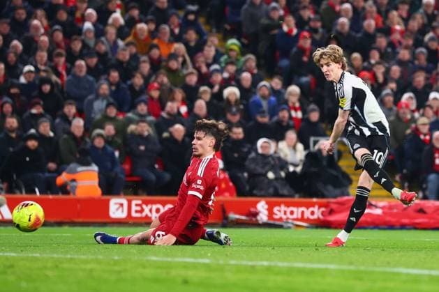 Anthony Gordon of Newcastle United scores to make it 0-1 Liverpool v Newcastle United, Premier League, Football, Anfield, Liverpool, UK - 31 Jan 2026Liverpool Anfield United Kingdom EDITORIAL USE ONLY No use with unauthorised audio, video, data, fixture lists, club league logos or live services. Online in-match use limited to 120 images, no video emulation. No use in betting, games or single club league player publications. Copyright: xPaulxCurrie Shutterstockx 16496754aj