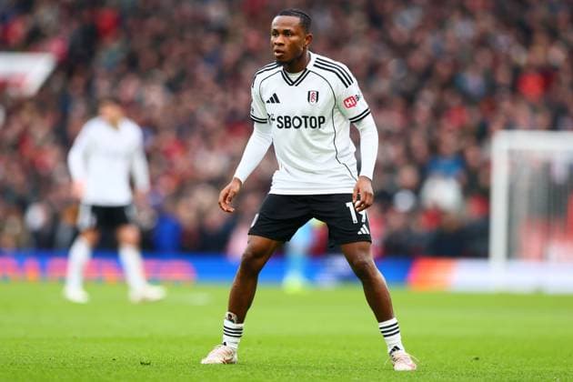 Samuel Chukwueze of Fulham Manchester United, ManU v Fulham, Premier League, Football, Old Trafford, Manchester, UK - 01 Feb 2026Manchester Old Trafford United Kingdom EDITORIAL USE ONLY No use with unauthorised audio, video, data, fixture lists, club league logos or live services. Online in-match use limited to 120 images, no video emulation. No use in betting, games or single club league player publications. Copyright: xPaulxCurrie Shutterstockx 16496861ds