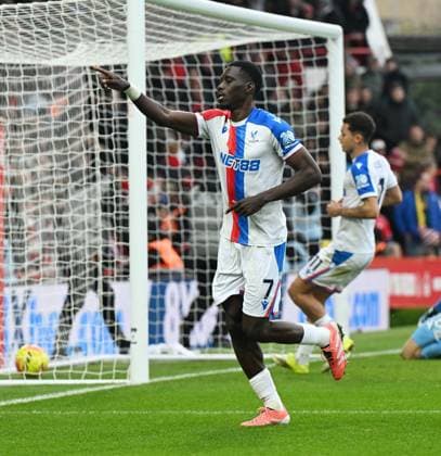 Ismaïla Sarr of Crystal Palace celebrates after scoring the team s first goal from a penalty Nottingham Forest v Crystal Palace, Premier League, Football, City Ground, Nottingham, UK - 01 Feb 2026Nottingham City Ground United Kingdom EDITORIAL USE ONLY No use with unauthorised audio, video, data, fixture lists, club league logos or live services. Online in-match use limited to 120 images, no video emulation. No use in betting, games or single club league player publications. Copyright: xAnnaxGowthorpe Shutterstockx 16496863ag