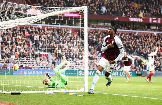 Tammy Abraham of Aston Villa scores a goal, celebrates and reacts as it is ruled off. Aston Villa v Brentford, Premier League, Football, Villa Park, Birmingham, UK - 01 Feb 2026Birmingham Villa Park United Kingdom EDITORIAL USE ONLY No use with unauthorised audio, video, data, fixture lists, club league logos or live services. Online in-match use limited to 120 images, no video emulation. No use in betting, games or single club league player publications. Copyright: xRyanxBrowne Shutterstockx 16496858bm